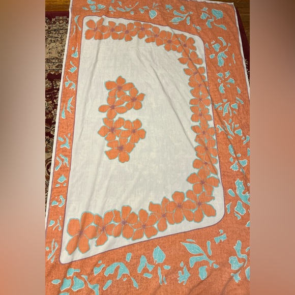 Arii Creation Tahitian Pareo Table Cloth Blanket Sarong Fabric 68” x 42” Orange - Picture 2 of 3
